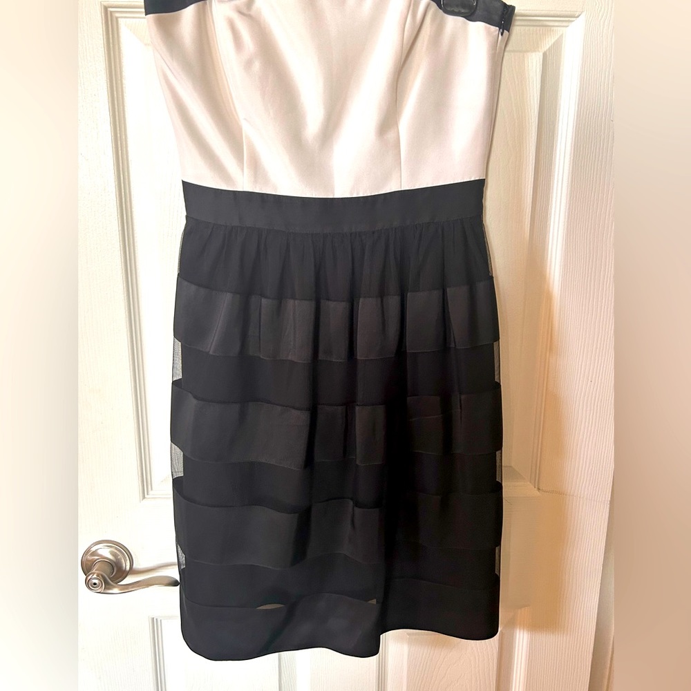 Strapless black skirt with white bodice for special occasions